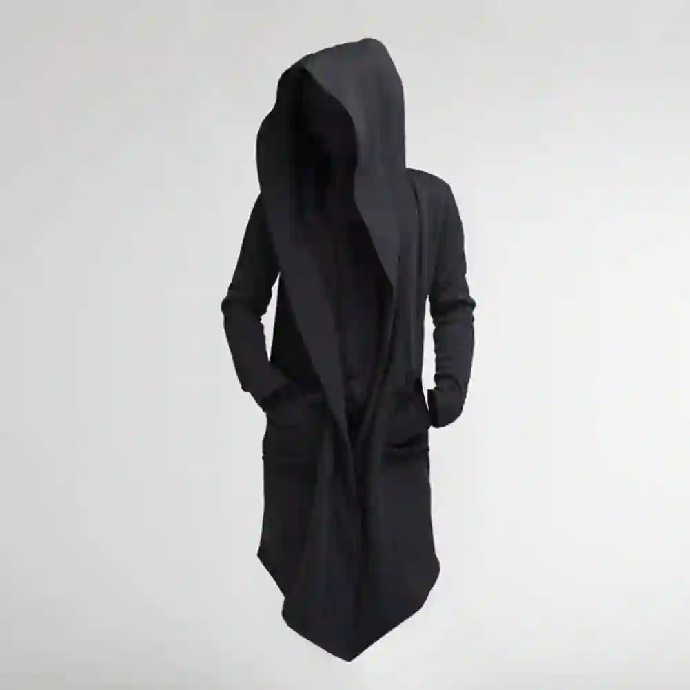 Adrian - Men's Patch-Pocket Hooded Cardigan with Open Front