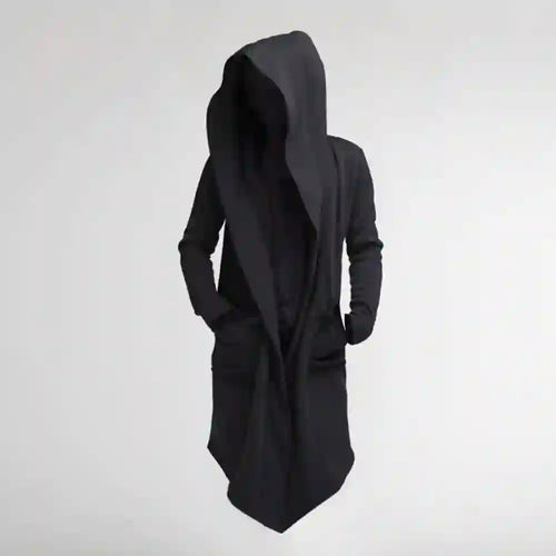 Adrian - Men's Patch-Pocket Hooded Cardigan with Open Front