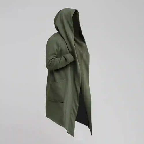 Adrian - Men's Patch-Pocket Hooded Cardigan with Open Front