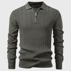 Aiden - Men's Half-Zip Openwork Knit Polo