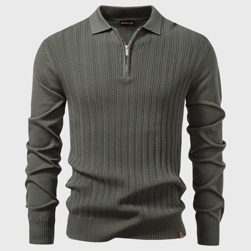 Aiden - Men's Half-Zip Openwork Knit Polo