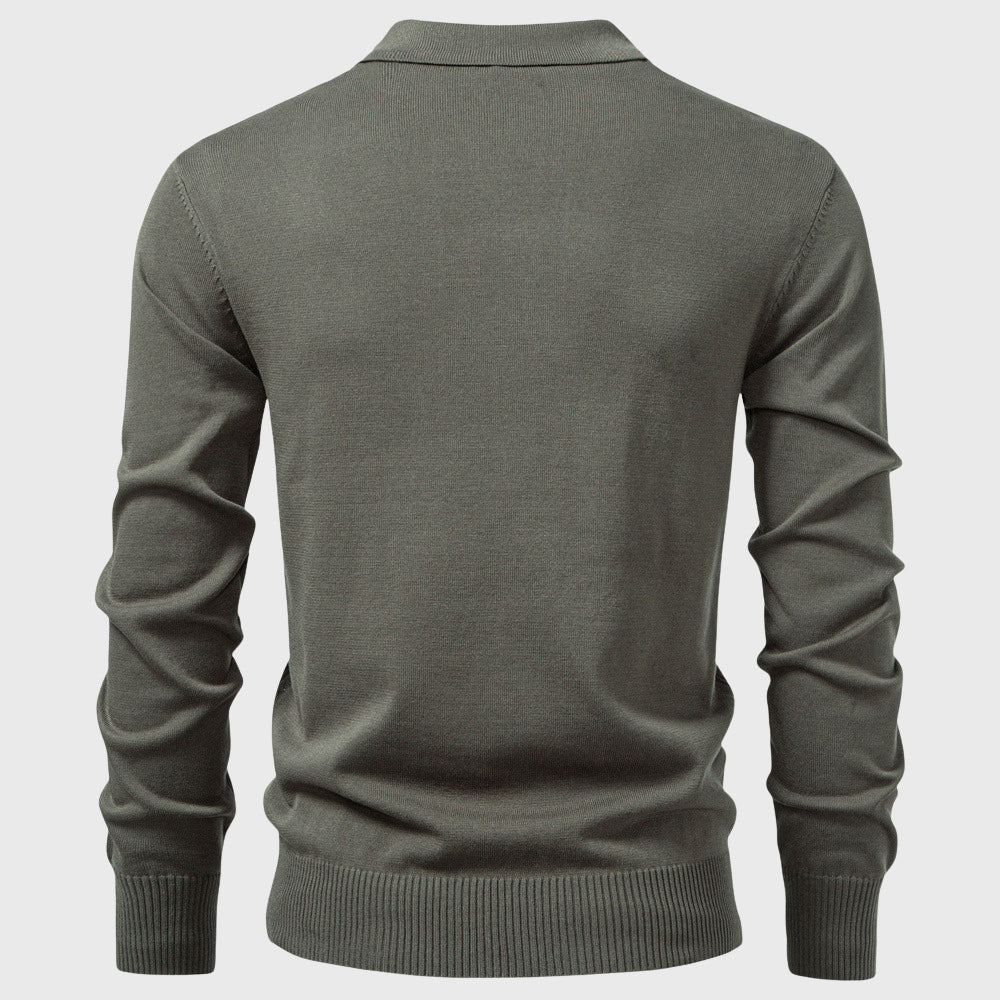 Aiden - Men's Half-Zip Openwork Knit Polo