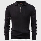 Aiden - Men's Half-Zip Openwork Knit Polo