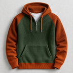 Aldrine - Men's Oversized Waffle-Knit Half-Zip Hoodie