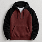 Aldrine - Men's Oversized Waffle-Knit Half-Zip Hoodie