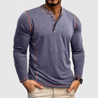 Alejandro - Men's Henley Shirt with Contrast Topstitching