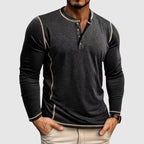 Alejandro - Men's Henley Shirt with Contrast Topstitching
