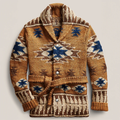 Alfredo - Men's Patterned Wool Cardigan with Shawl Collar