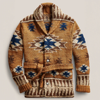 Alfredo - Men's Patterned Wool Cardigan with Shawl Collar