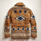 Alfredo - Men's Patterned Wool Cardigan with Shawl Collar