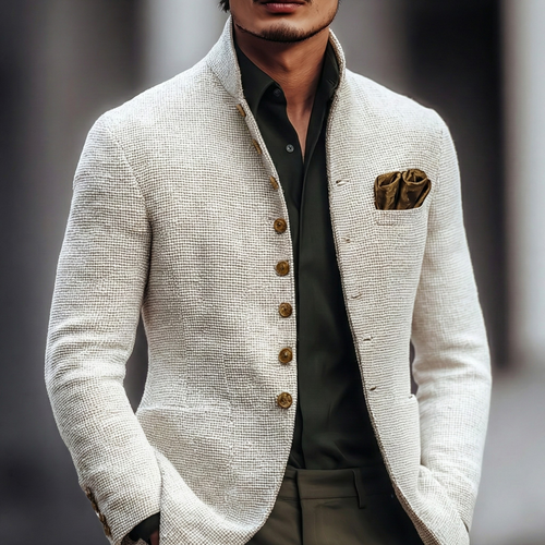 Alisander - Men's Waffle-Knit Single-Breasted Cardigan