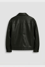 Alistair - Men's Collared Leather Jacket with Front Zip