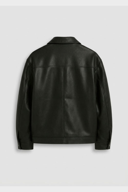 Alistair - Men's Collared Leather Jacket with Front Zip