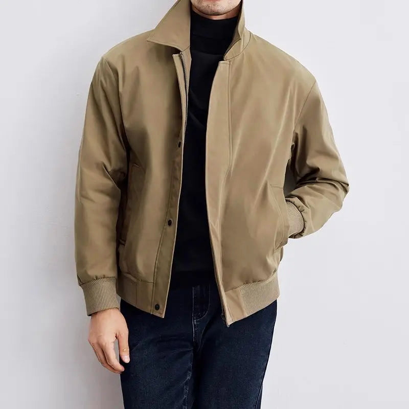 Antonio - Men's Collared Bomber Jacket with Full-Length Zip