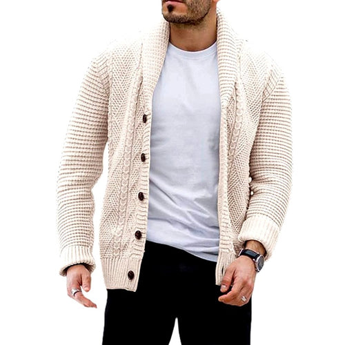 Antonio - Men's Cable Knit Shawl Collar Cardigan 1