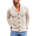 Antonio - Men's Cable Knit Shawl Collar Cardigan 5