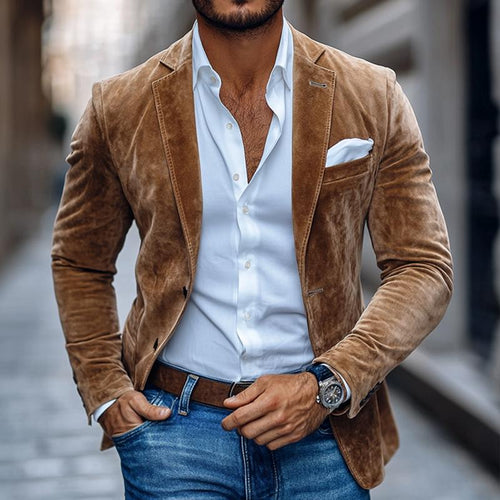Archie - Men's Suede Blazer with Notched Lapels