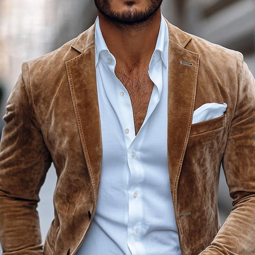 Archie - Men's Suede Blazer with Notched Lapels