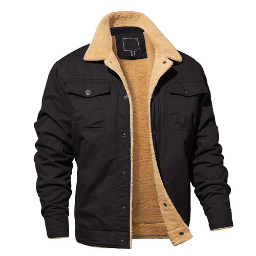 Asher - Men's Button-Front Cargo Jacket with Fleece Lining
