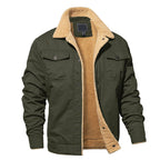 Asher - Men's Button-Front Cargo Jacket with Fleece Lining