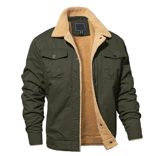 Asher - Men's Button-Front Cargo Jacket with Fleece Lining