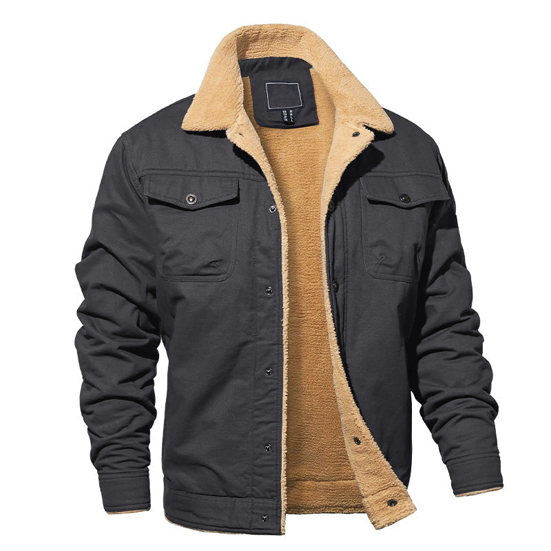 Asher - Men's Button-Front Cargo Jacket with Fleece Lining