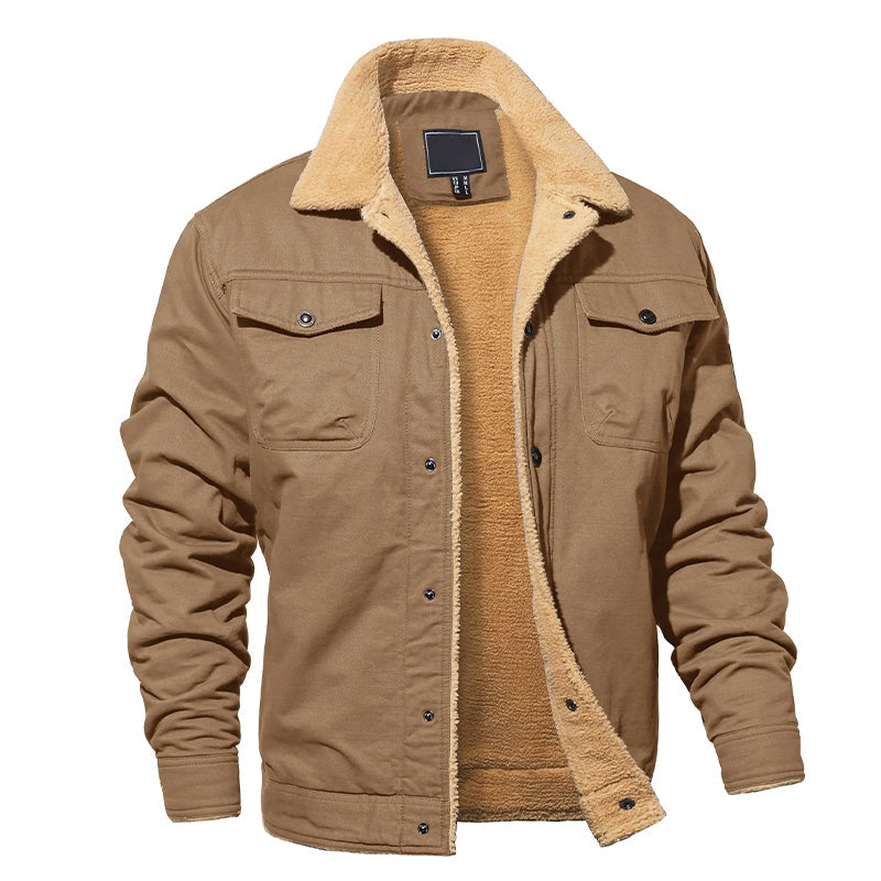 Asher - Men's Button-Front Cargo Jacket with Fleece Lining