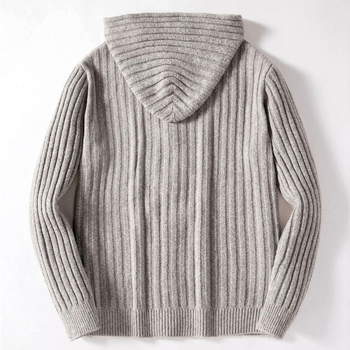 Austin - Men's Cable Knit Button-Front Hooded Cardigan 3