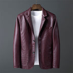 Axel - Men's Two-Button Leather Blazer with Notch Lapels