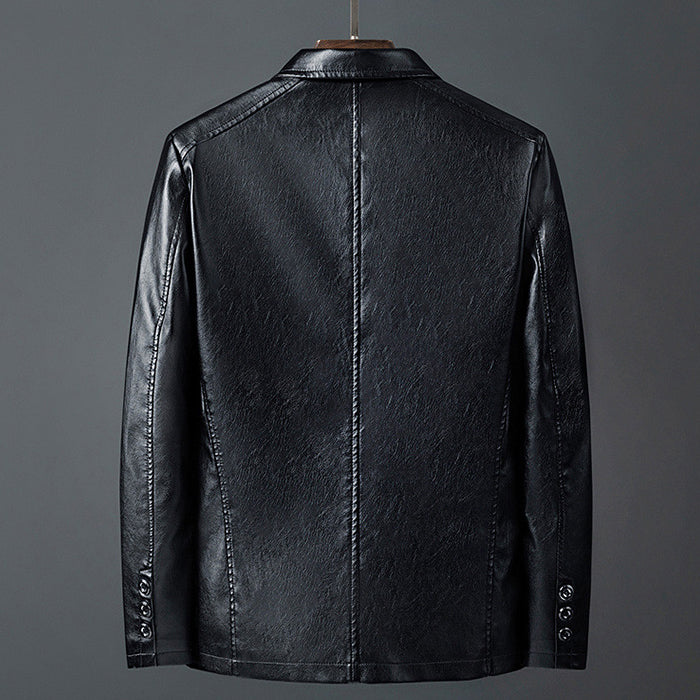 Axel - Men's Two-Button Leather Blazer with Notch Lapels