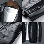Axel - Men's Two-Button Leather Blazer with Notch Lapels