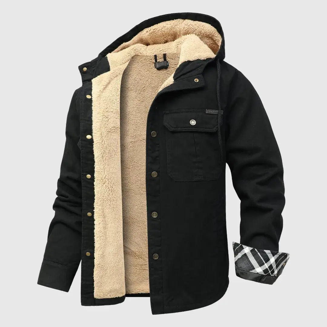 Barron - Men's Sherpa-Lined Denim Jacket with Hood