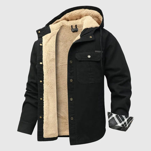 Barron - Men's Sherpa-Lined Denim Jacket with Hood