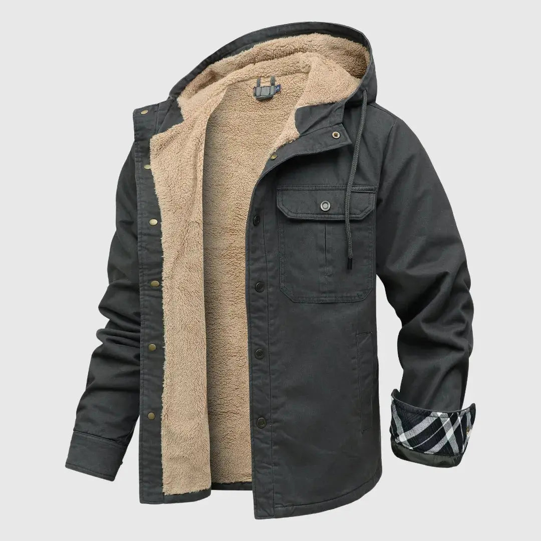 Barron - Men's Sherpa-Lined Denim Jacket with Hood