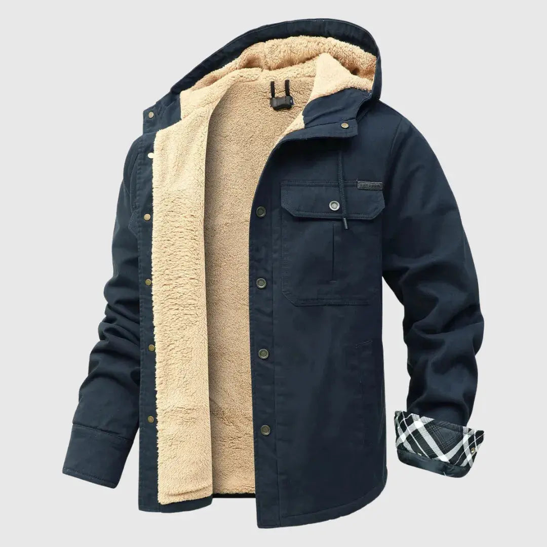 Barron - Men's Sherpa-Lined Denim Jacket with Hood