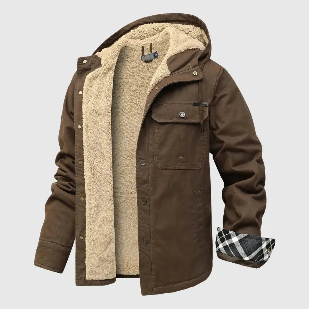 Barron - Men's Sherpa-Lined Denim Jacket with Hood