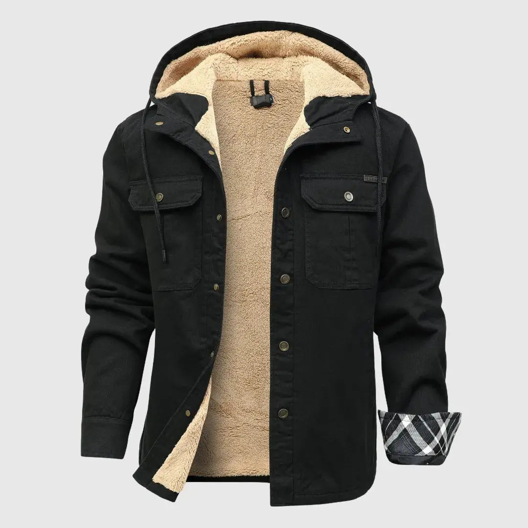 Barron - Men's Sherpa-Lined Denim Jacket with Hood