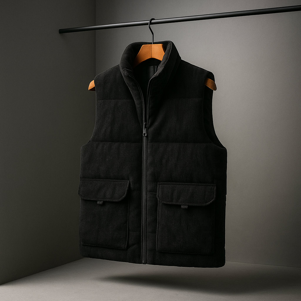 Beckett - Men's Quilted Corduroy Vest with Cargo Pockets