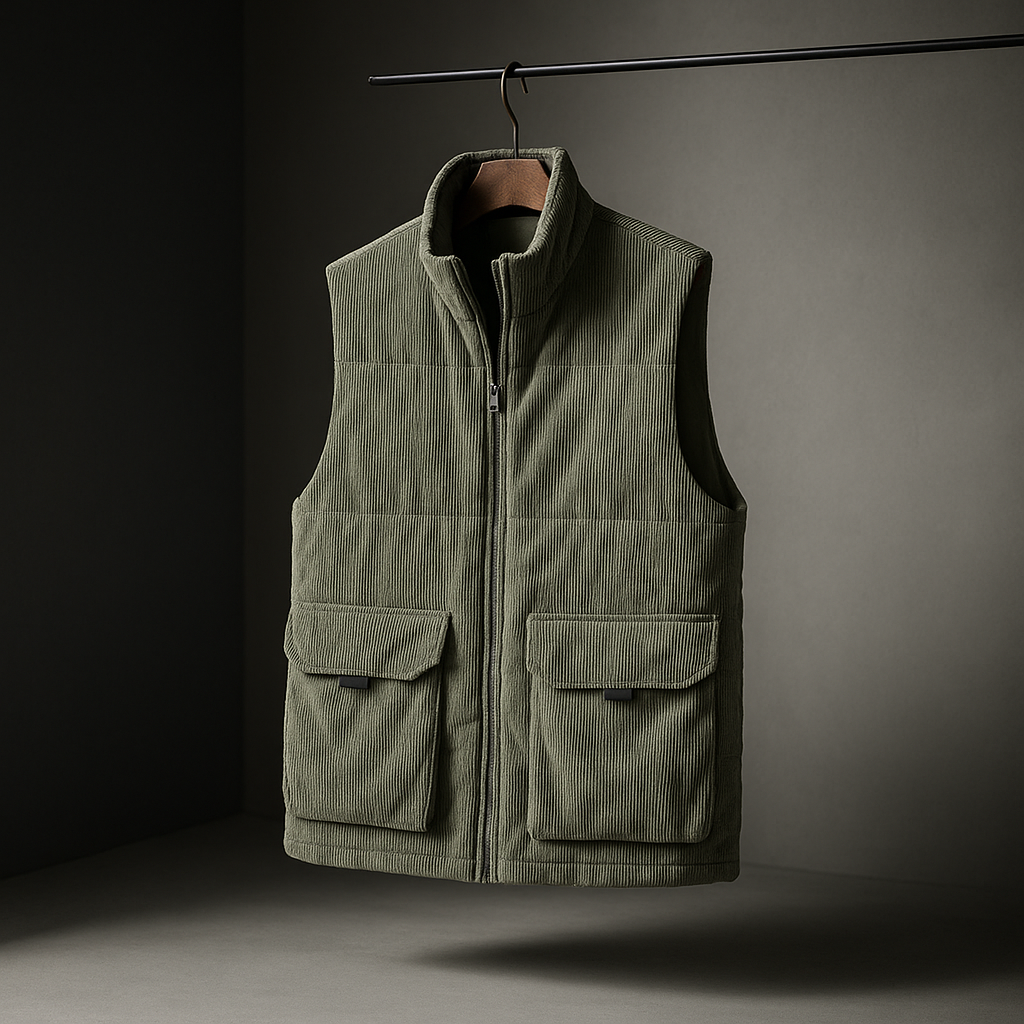 Beckett - Men's Quilted Corduroy Vest with Cargo Pockets