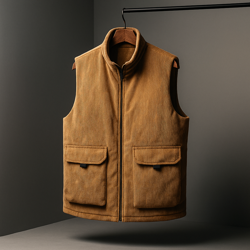 Beckett - Men's Quilted Corduroy Vest with Cargo Pockets