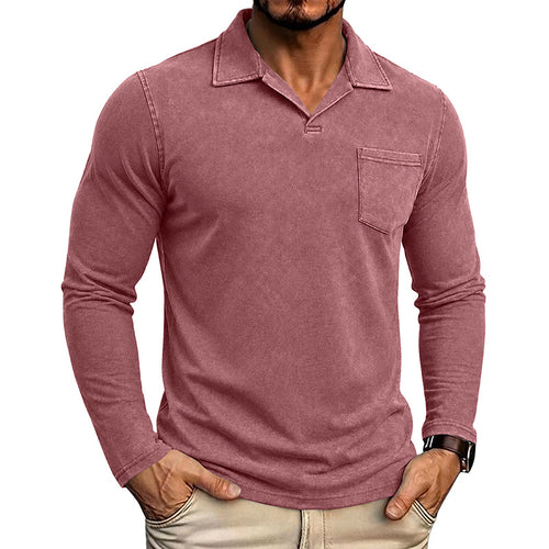 Bex - Men's Long Sleeve Vintage Wash Polo Shirt 1