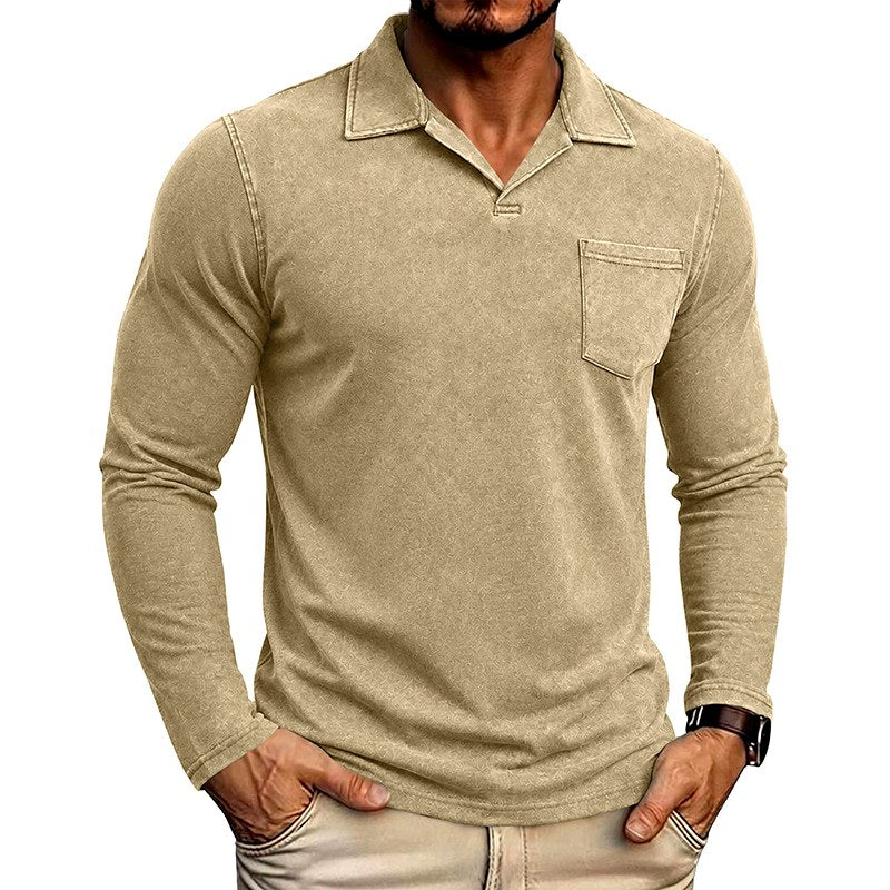 Bex - Men's Long Sleeve Vintage Wash Polo Shirt 2