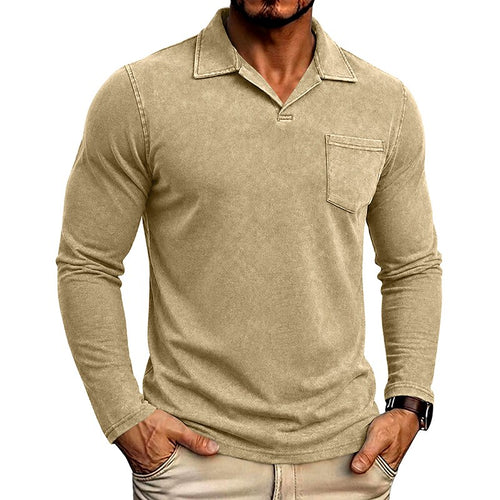 Bex - Men's Long Sleeve Vintage Wash Polo Shirt 2