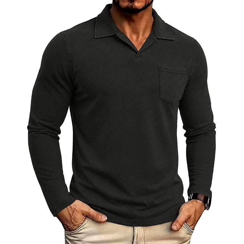 Bex - Men's Long Sleeve Vintage Wash Polo Shirt 5