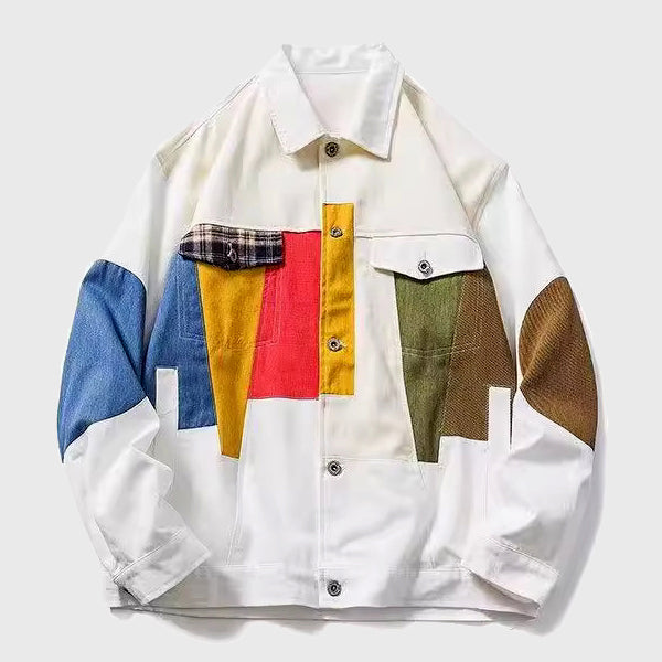 Blake- Men's Patchwork Button-Up Overshirt Jacket