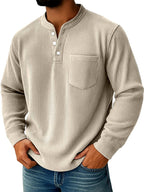 Bowen - Men's Ribbed Long Sleeve Henley Shirt 2