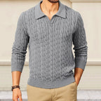 Brennan - Men's Cable V-Neck Polo Sweater 2