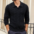 Brennan - Men's Cable V-Neck Polo Sweater 3
