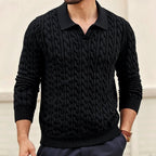 Brennan - Men's Cable V-Neck Polo Sweater 4