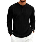 Brent - Men's Ribbed Long Sleeve Henley Shirt 3